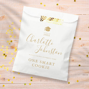 One Smart Cookie Gold Script Graduation Party Favor Bag