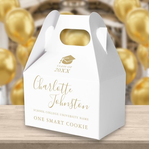 One Smart Cookie Gold Script Graduation Party Favor Boxes