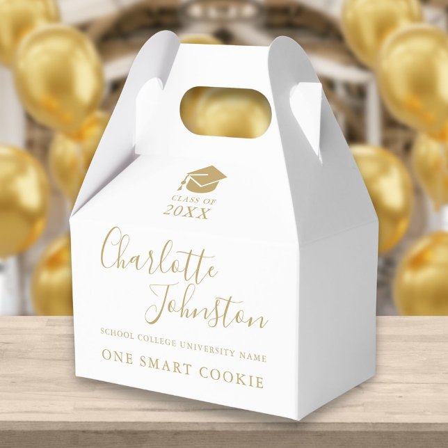 One Smart Cookie Gold Script Graduation Party Favor Boxes (Creator Uploaded)