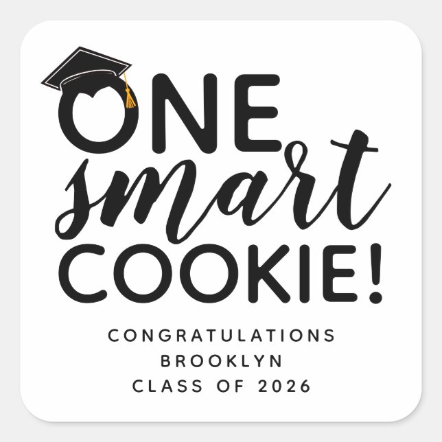 One Smart Cookie Graduation Favor Square Sticker (Front)