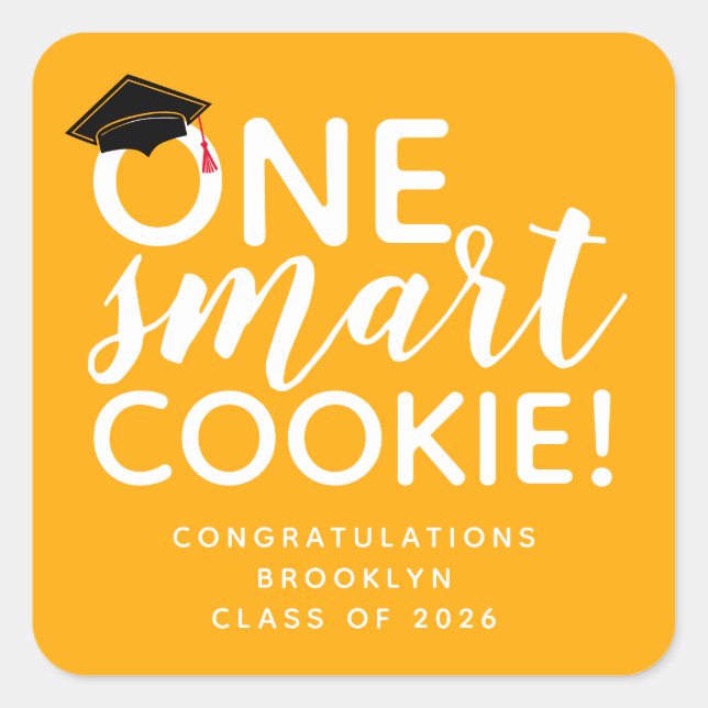 One Smart Cookie Graduation Favor Square Sticker (Front)