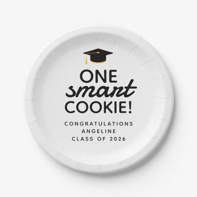 One Smart Cookie Graduation Paper Plates (Front)