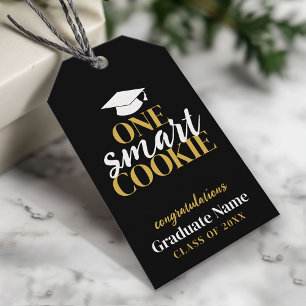 One Smart Cookie - Modern Black Gold Graduation Gift Tags