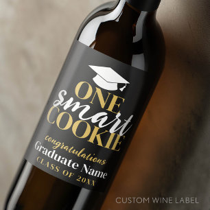 One Smart Cookie - Modern Black Gold Graduation Wine Label