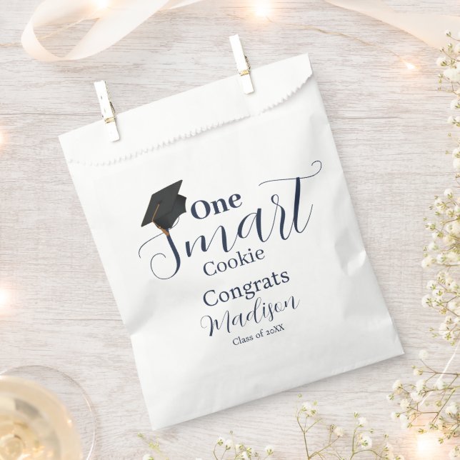 One smart cookie  navy blue graduation party favor bag (Clipped)