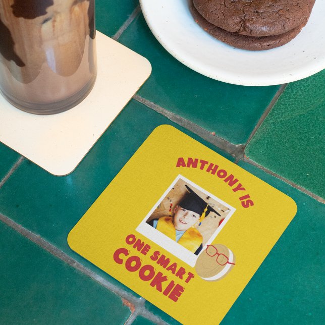 One Smart Cookie Personalized Graduation Party Square Paper Coaster (Creator Uploaded)