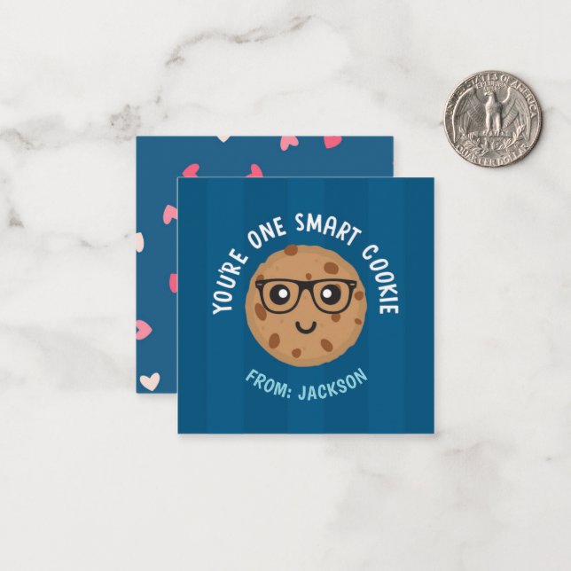 One Smart Cookie Valentine's Day Sticker Note Card (Front/Back In Situ)