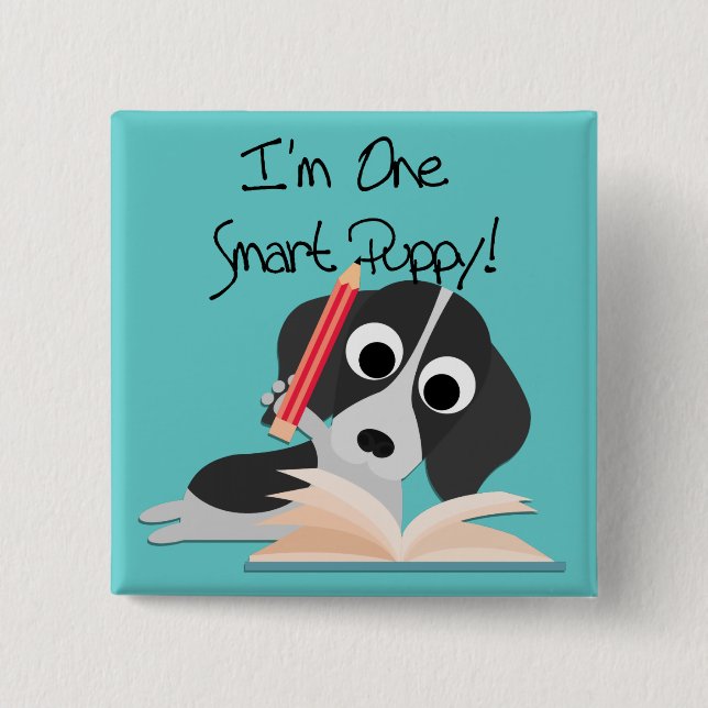 One Smart Puppy Pinback Button (Front)