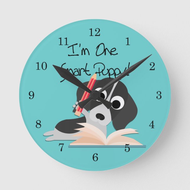 One Smart Puppy Round Clock (Front)