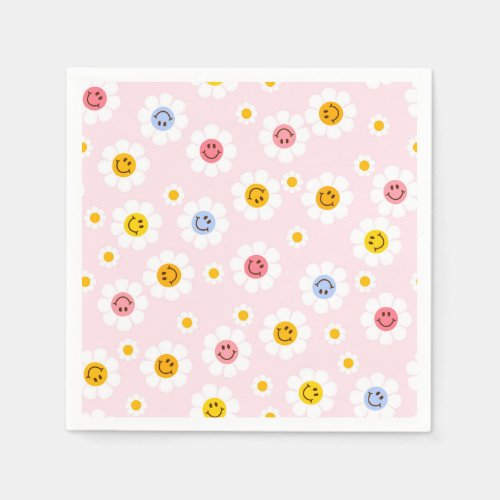 One Smile First Birthday Daisy Pastel Girls Napkins