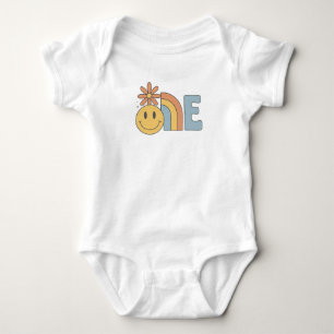 ONE – Smiley Face & Rainbow 1st Birthday Outfit Baby Bodysuit
