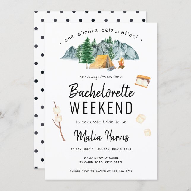 One S'More Celebration Camping Bachelorette Invitation (Front/Back)