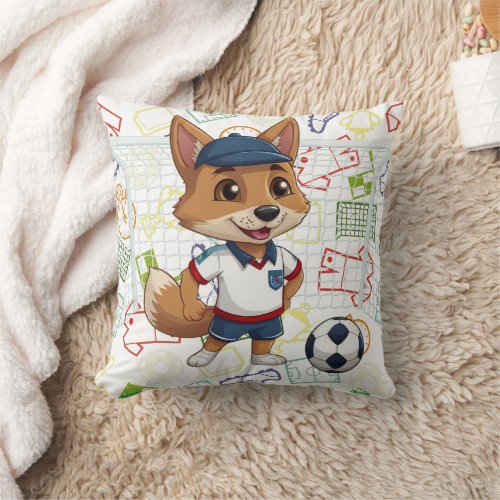 One Soccer Cayote Print  Throw Pillow