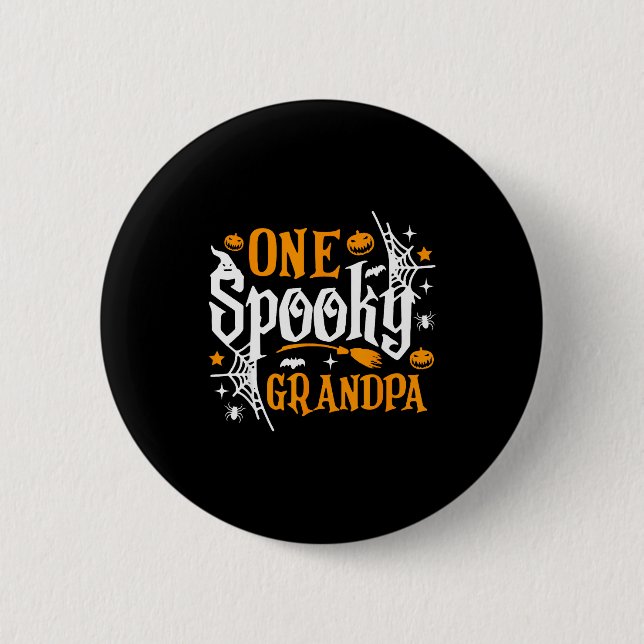 One Soky Grandpa Shirt Funny Halloween Matching Fa Button (Front)