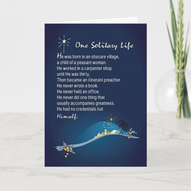 One Solitary Life Religious Christmas Card Dark Bl (Front)
