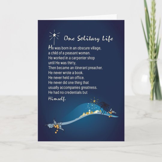 One Solitary Life Religious Christmas Card Dark Bl