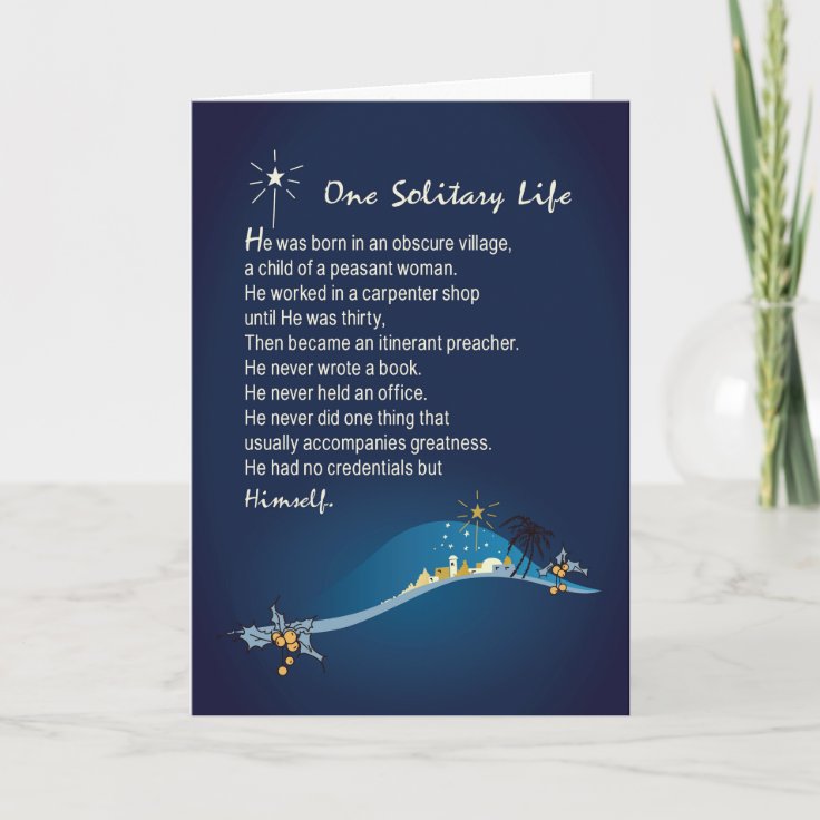 One Solitary Life Religious Christmas Card Dark Bl | Zazzle