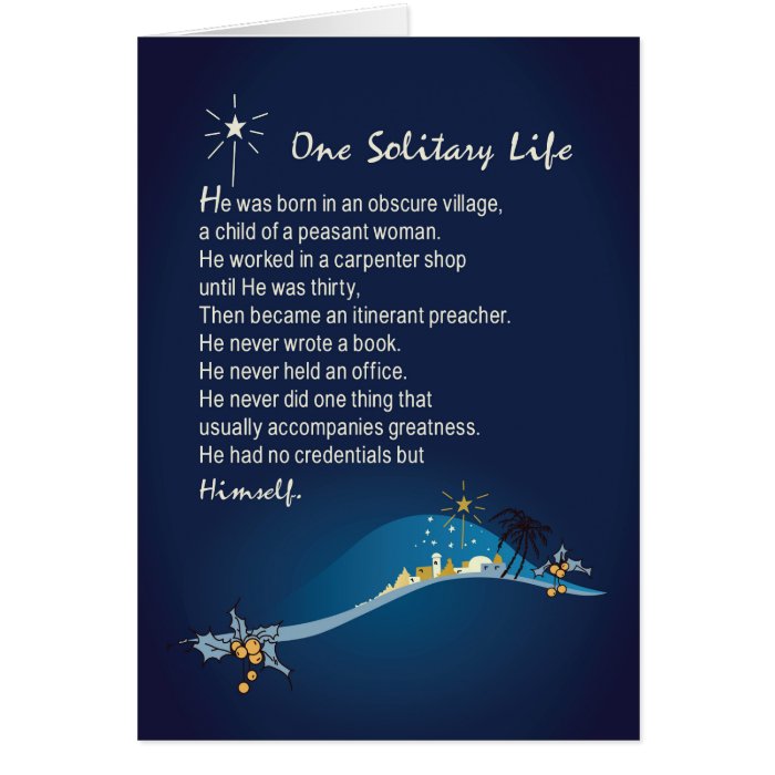 One Solitary Life Religious Christmas Card Dark Bl  Zazzle