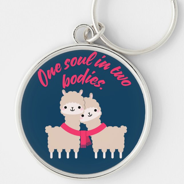 One Soul in Two Bodies Llama Keychain Gift (Front)