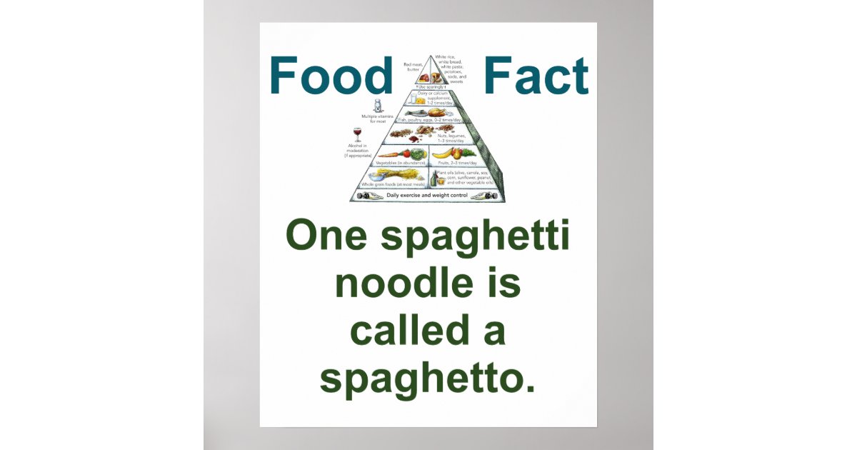 One Spaghetti Noodle Is Called Food Fact Poster Zazzle