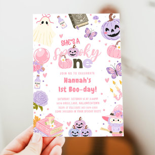 One Spooky Babe Cute Halloween Ghost 1st Birthday Invitation