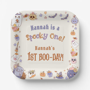 One Spooky Babe Cute Halloween Ghost 1st Birthday Paper Plates
