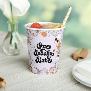 One Spooky Babe Groovy Halloween 1st Birthday  Paper Cups