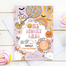 One Spooky Babe Retro Halloween First Birthday Invitation