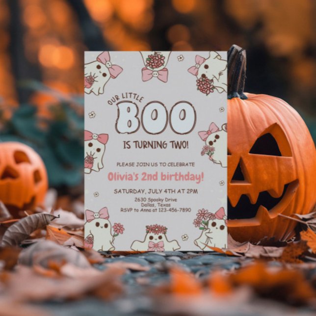 One Spooky Babe Retro Halloween Second Birthday Invitation (Creator Uploaded)