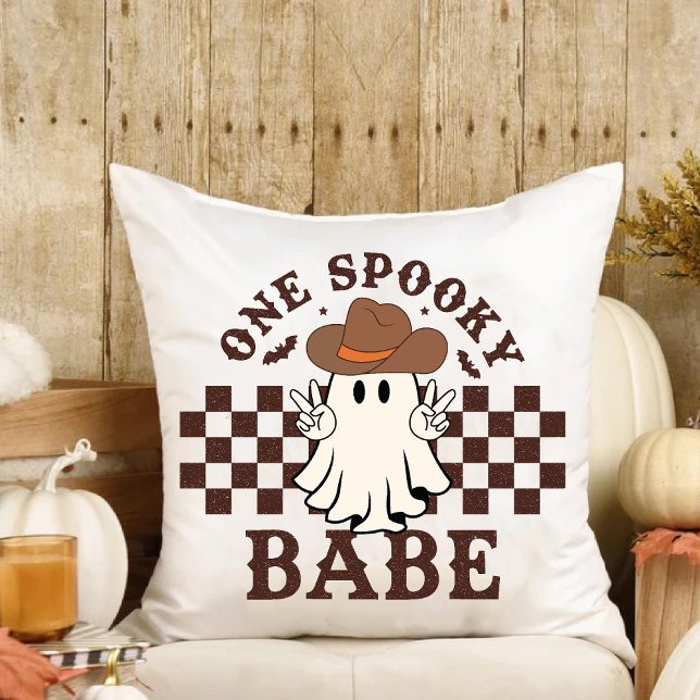 One Spooky Babe Western Cowgirl Baby Birthday Throw Pillow (One Spooky Babe Western Cowgirl Baby Birthday Throw Pillow)
