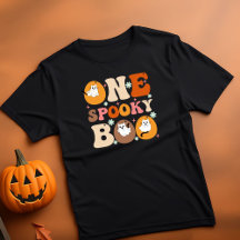 One Spooky Boo Groovy Halloween Cat Ghost 