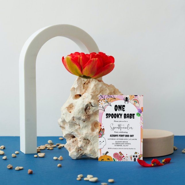 One spooky Boo-y Ghost halloween groovy birthday Invitation (Creator Uploaded)