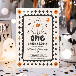 One Spooky Boo-y Halloween Boy Ghost 1st Birthday Invitation