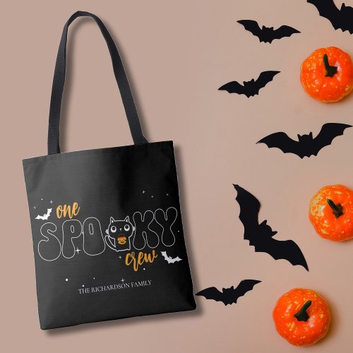One Spooky Crew Halloween Cat Family Name Tote Bag
