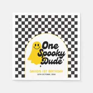 One Spooky Dude Groovy Halloween First Birthday Napkins