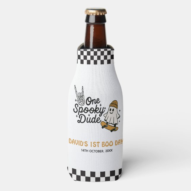 One Spooky Dude Halloween Birthday  Bottle Cooler (Bottle Front)