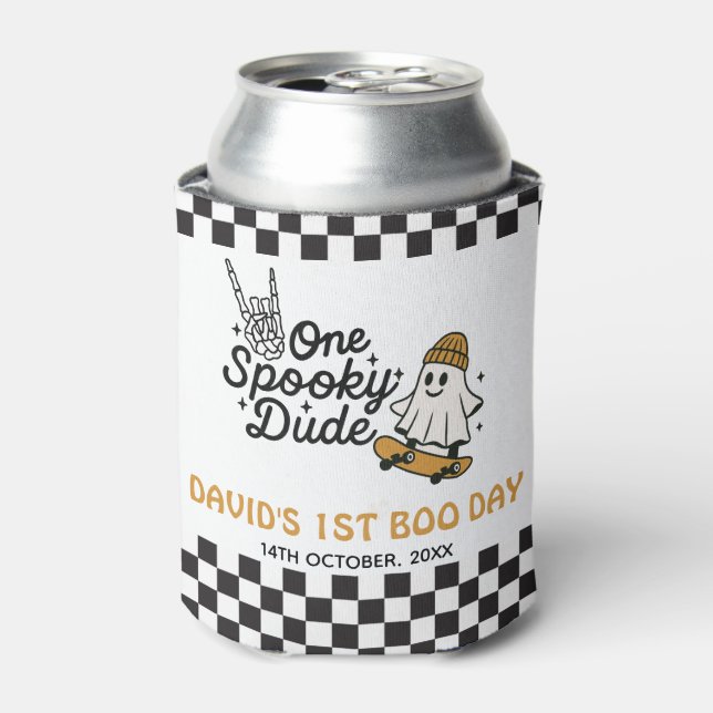 One Spooky Dude Halloween Birthday  Can Cooler (Can Front)