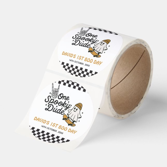 One Spooky Dude Halloween Birthday  Classic Round Sticker (Roll)