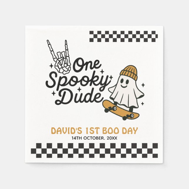 One Spooky Dude Halloween Birthday  Napkins (Front)