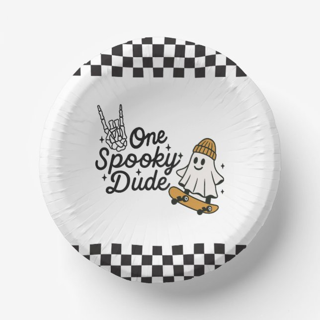 One Spooky Dude Halloween Birthday  Paper Bowls (Front)