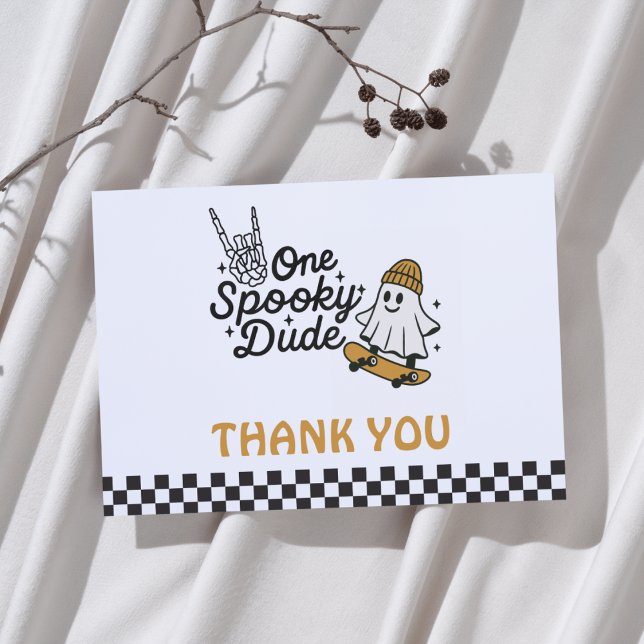 One Spooky Dude Halloween Birthday  Thank You Card (Creator Uploaded)