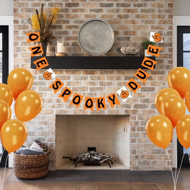 One Spooky Dude Orange Halloween 1st Birthday Bunting Flags (Creator Uploaded)