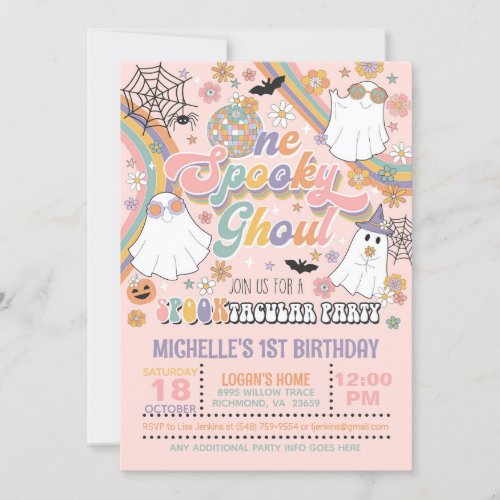 One Spooky Ghoul Birthday Invitation _ Girl Pink
