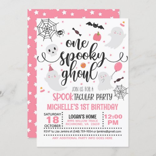 One Spooky Ghoul Birthday Invitation _ Girl WhP