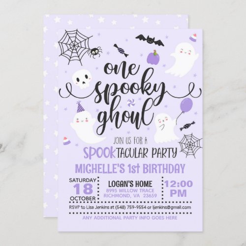 One Spooky Ghoul Invitation _ Girl Purple
