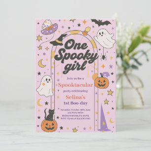 One Spooky Girl Halloween Ghost 1st Birthday Invitation