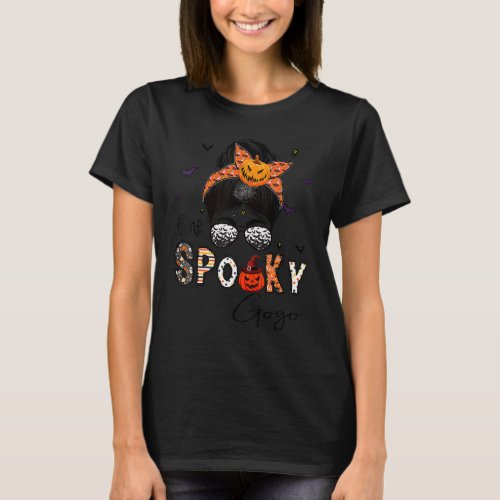 One Spooky Gogo Messy Bun Grandma Pumpkin Hallowee T_Shirt