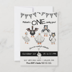 ONE Spooky Goose!  Halloween First Birthday Party Invitation