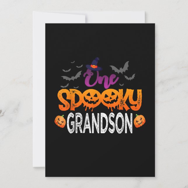 One Spooky Grandson Family Matching Halloween Cost Holiday Card (Front)