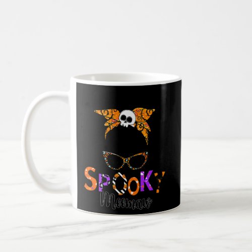 One Spooky Meemaw Skull Messy Bun Leopard Hallowee Coffee Mug
